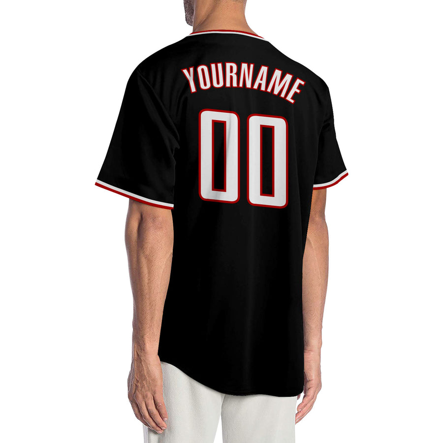 Custom Black White-Red Authentic Baseball Jersey