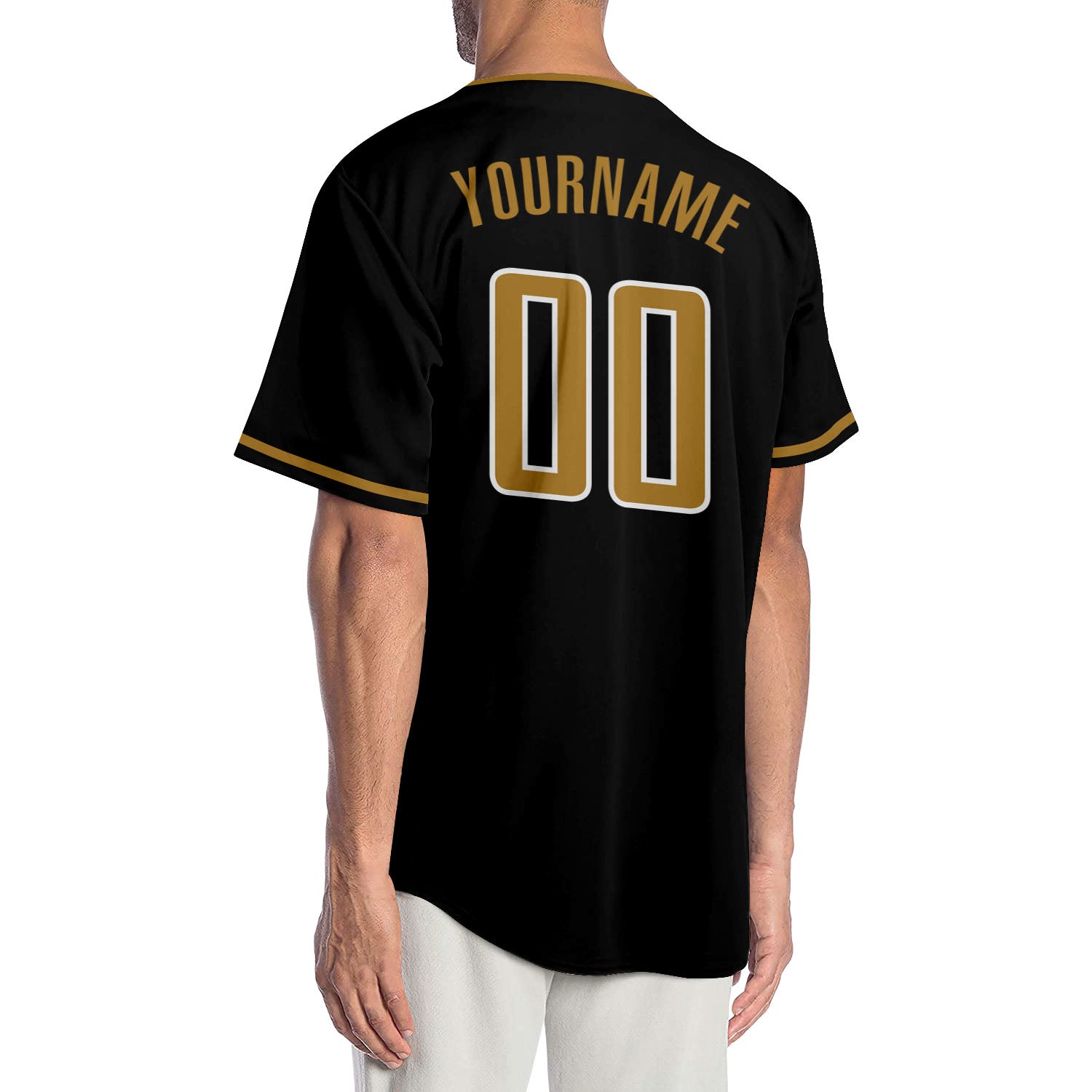 Custom Black Baseball Jersey-Old Gold Authentic - FansIdea