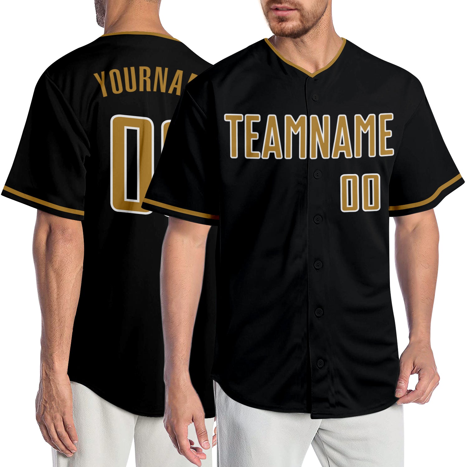Custom Black Baseball Jersey Gold Authentic - FansIdea