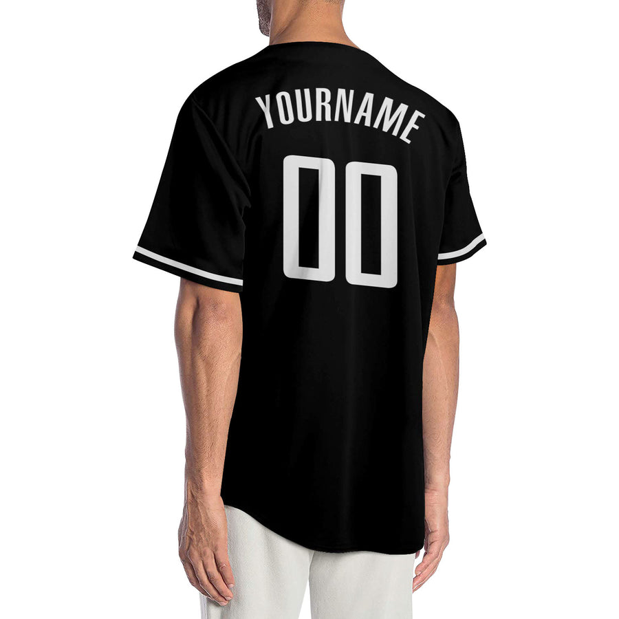 Custom Black White-Red Authentic Baseball Jersey