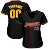 Custom Black Gold-Red Authentic Baseball Jersey