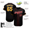 Custom Black Gold-Red Authentic Baseball Jersey