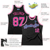 Custom Black Pink-Light Blue Authentic Throwback Basketball Jersey