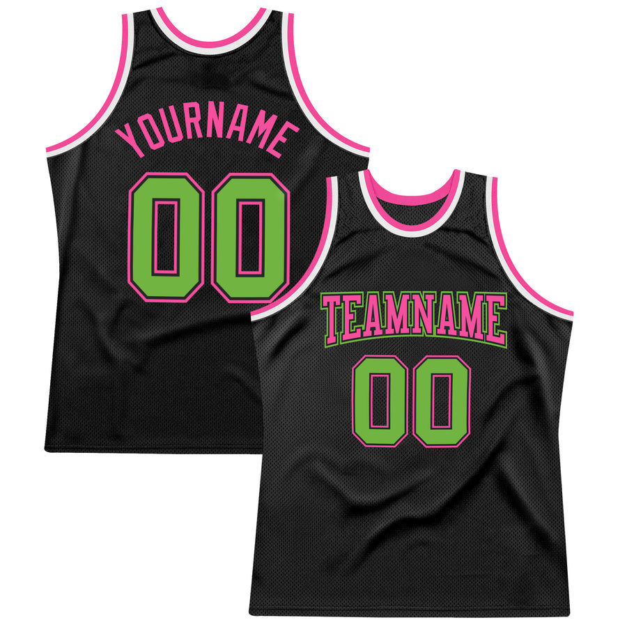 Custom Team White Basketball Authentic Neon Green Throwback Jersey Kelly  Green