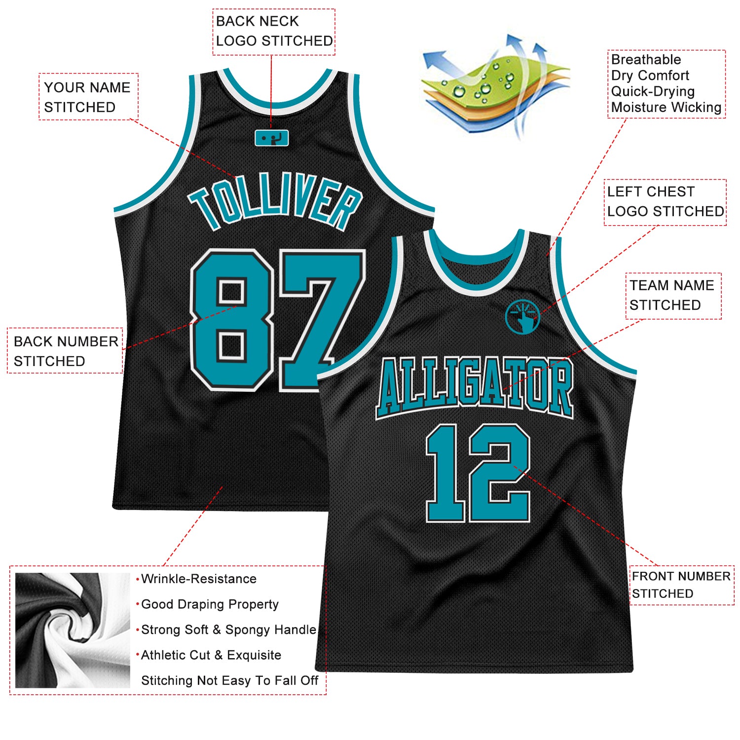 Cheap Custom Teal White-Red Authentic Fade Fashion Basketball Jersey Free  Shipping – CustomJerseysPro