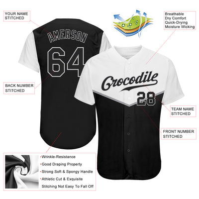 Custom Black Black-Gray 3D Pattern Design Multicolor Authentic Baseball Jersey