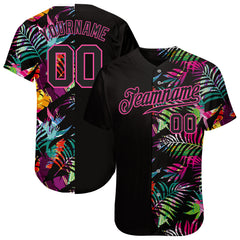 Custom Black Pink Purple Weed 3D Baseball Jersey – Pregrass