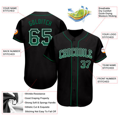 Custom Black Kelly Green-White Authentic Drift Fashion Baseball Jersey