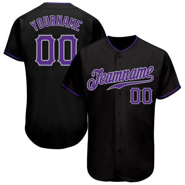 Custom Team Black Baseball Purple Authentic Gray Jersey Discount - FansIdea