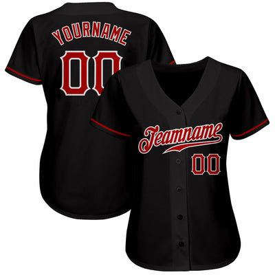 Custom Black Red-White Authentic Baseball Jersey