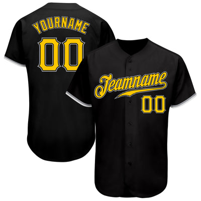 Custom Black Gold-Gray Authentic Baseball Jersey