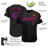 Custom Black Gray Pinstripe Purple-Red Authentic Baseball Jersey