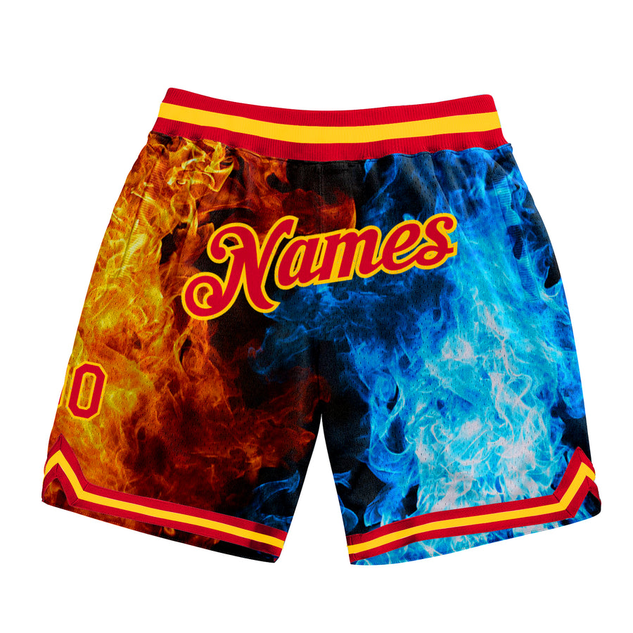 Custom Red Red-Gold 3D Pattern Design Flame Authentic Baseball