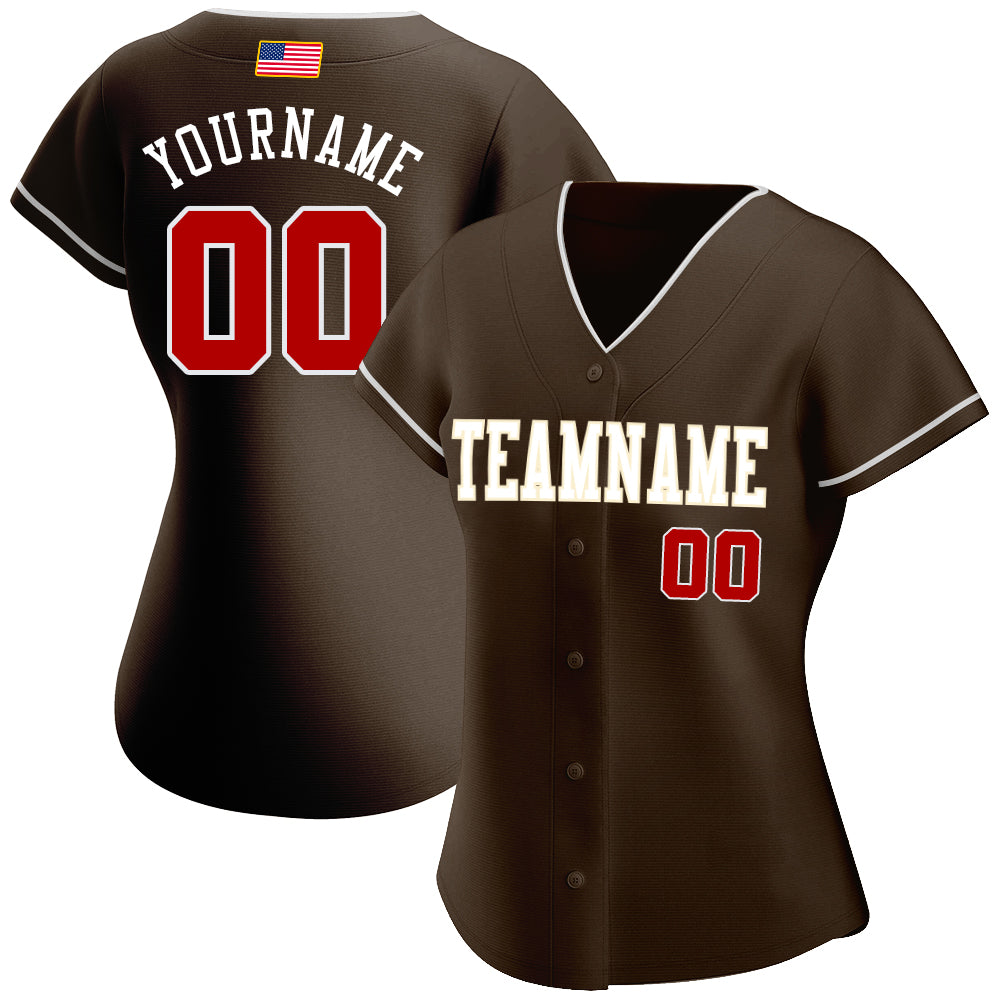 Custom Cream Baseball Jersey Brown Authentic - FansIdea