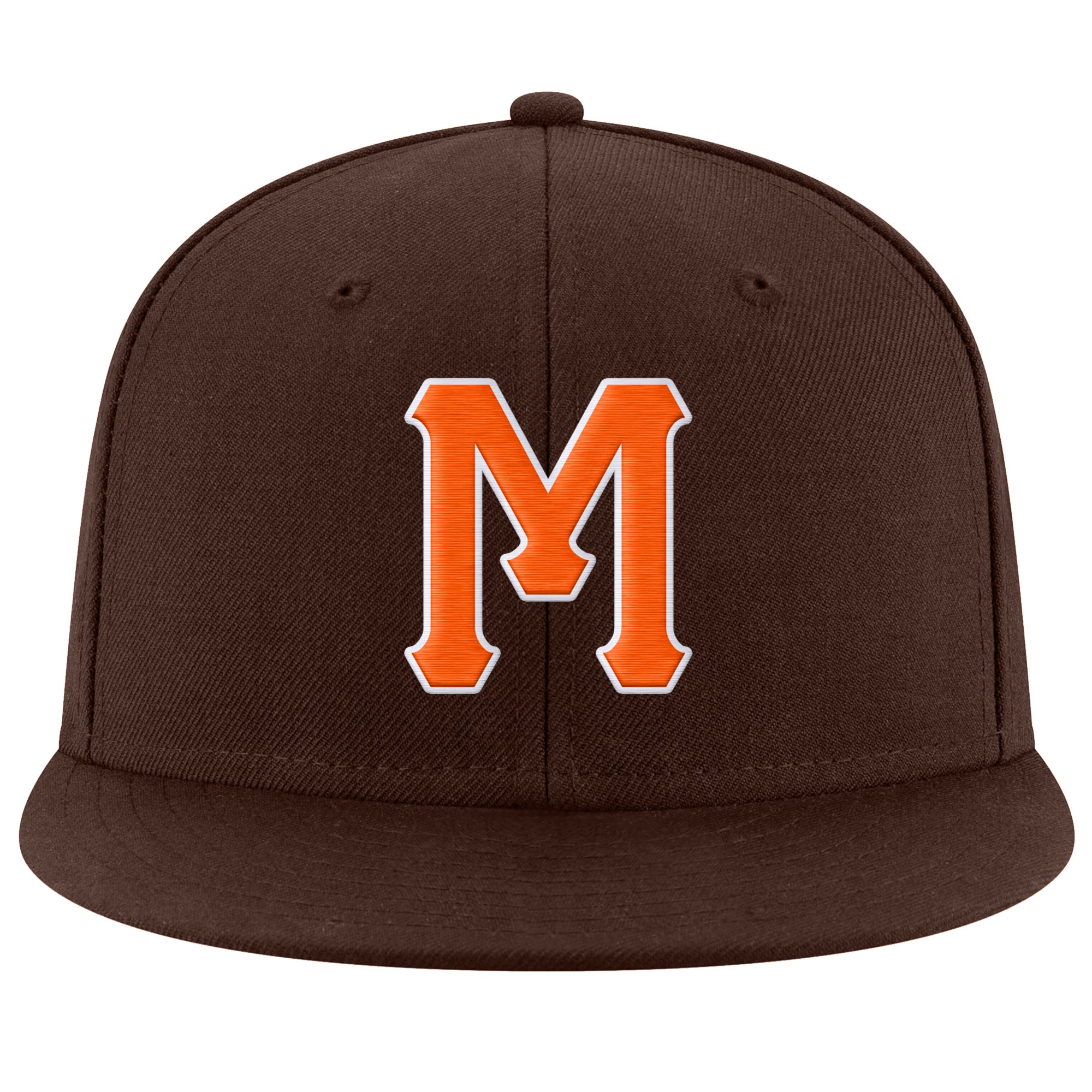 Custom Brown Orange-White Stitched Adjustable Snapback Hat