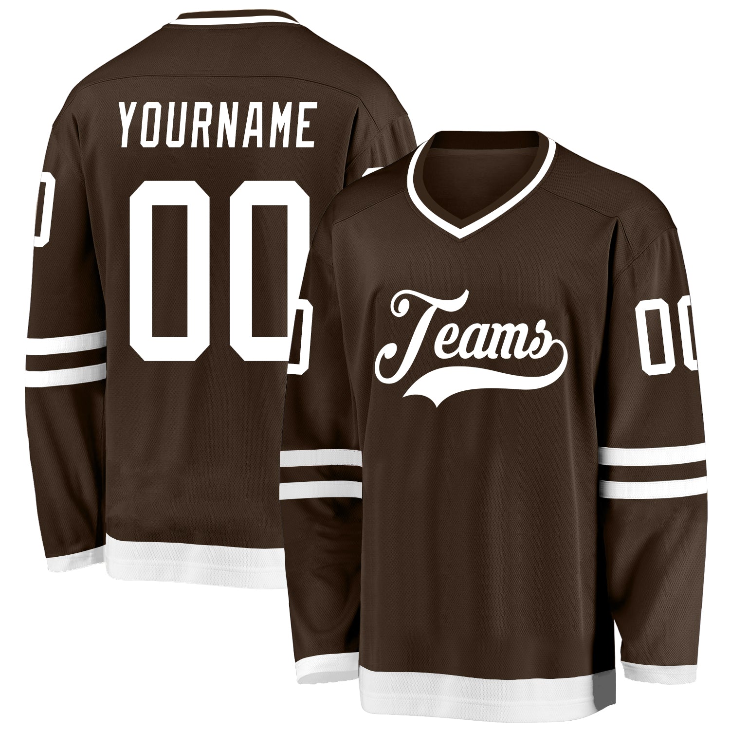 Custom Brown Hockey Jersey White FansIdea