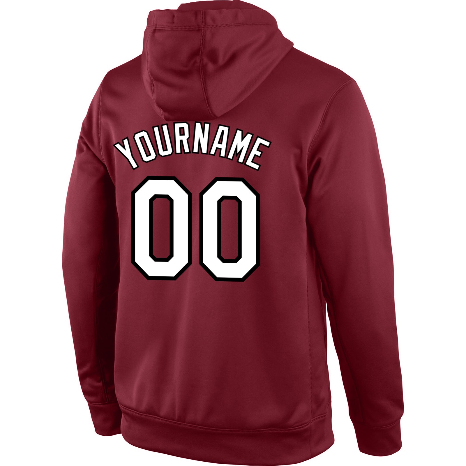 Custom Stitched Burgundy White-Black Sports Pullover Sweatshirt Hoodie