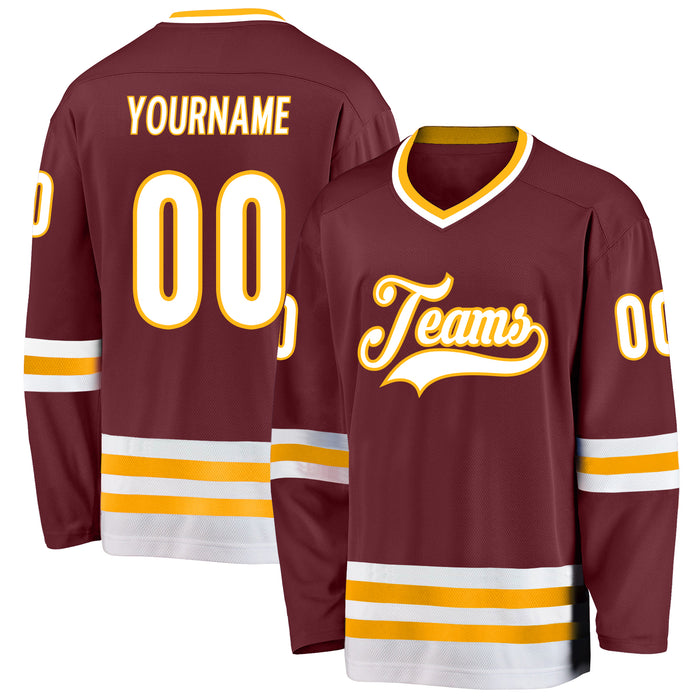 Custom Burgundy Hockey Jerseys | Burgundy Hockey Team Uniforms - FansIdea