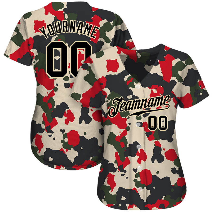 Camo SS Baseball Jersey with Customization Available, Black