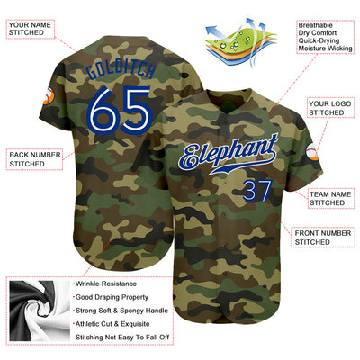 Custom Camo Royal-White Authentic Salute To Service Baseball Jersey