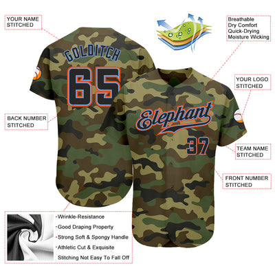 Custom Camo Black-Powder Blue Authentic Salute To Service Baseball Jersey