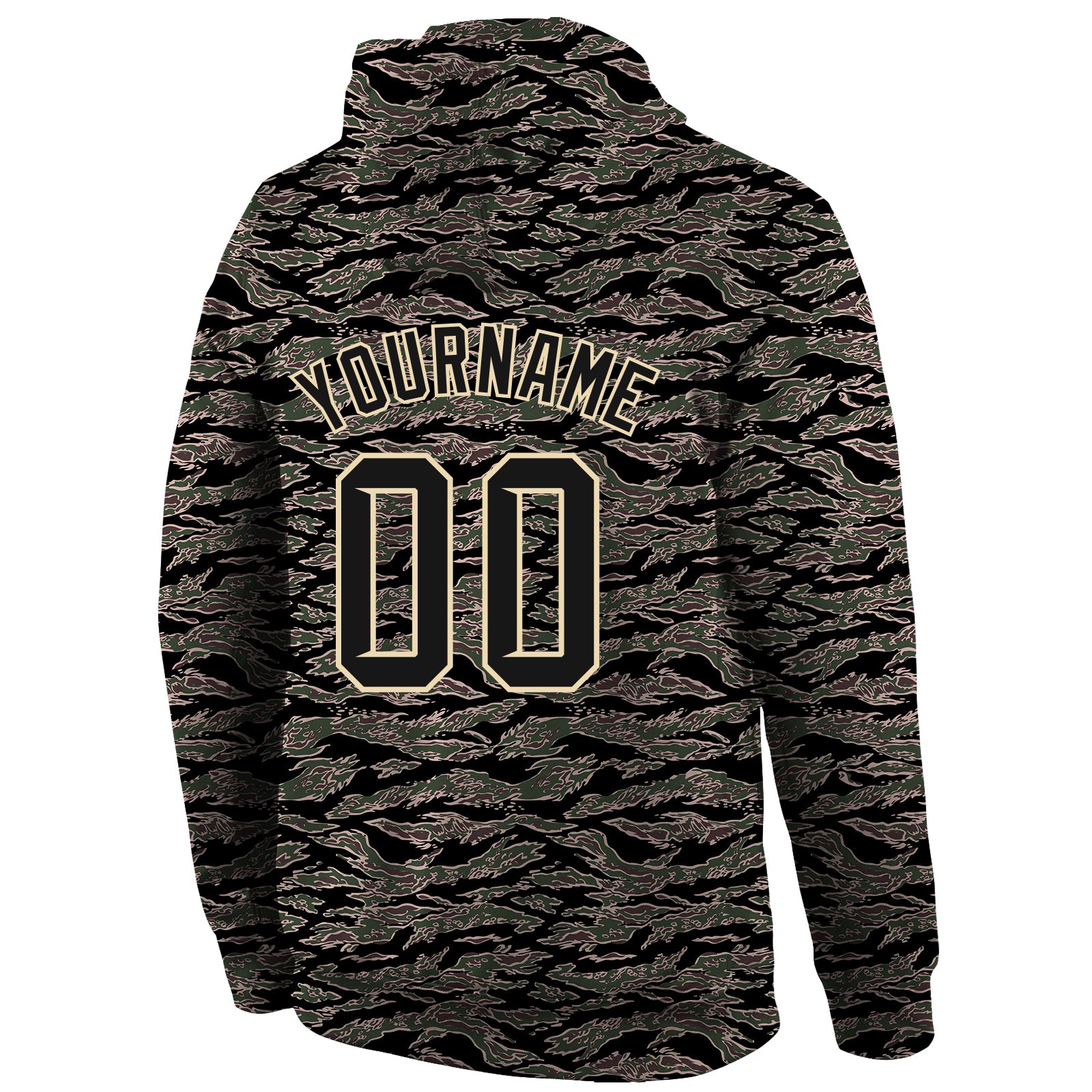 Custom Stitched Camo Black-Cream Sports Pullover Sweatshirt Salute To Service Hoodie