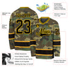 Custom Camo Black-Gold Salute To Service Hockey Jersey