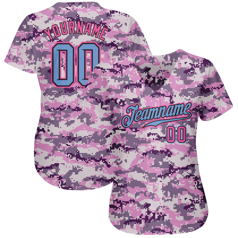 Custom Camo Baseball Jersey Light Blue-Pink Authentic Salute To Service -  FansIdea