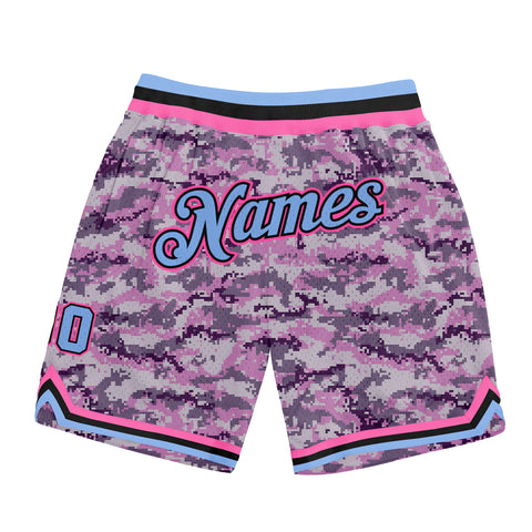 Custom Camo Basketball Shorts Light Blue-Pink Authentic Salute To Service -  FansIdea