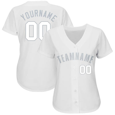 Custom White Gray Baseball Jersey