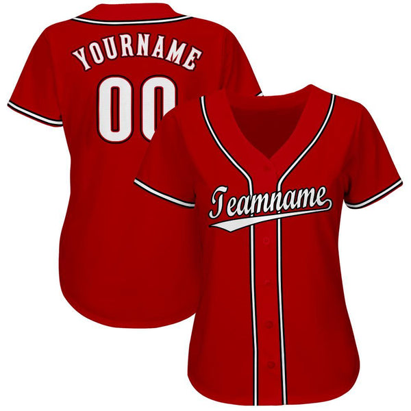 Custom Red Baseball Jersey White-Black - FansIdea