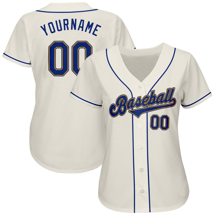 Custom Cream Royal-Gold Authentic Baseball Jersey