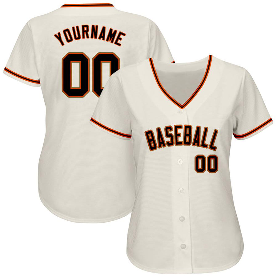 Custom Cream Black Orange-Old Gold Authentic Baseball Jersey