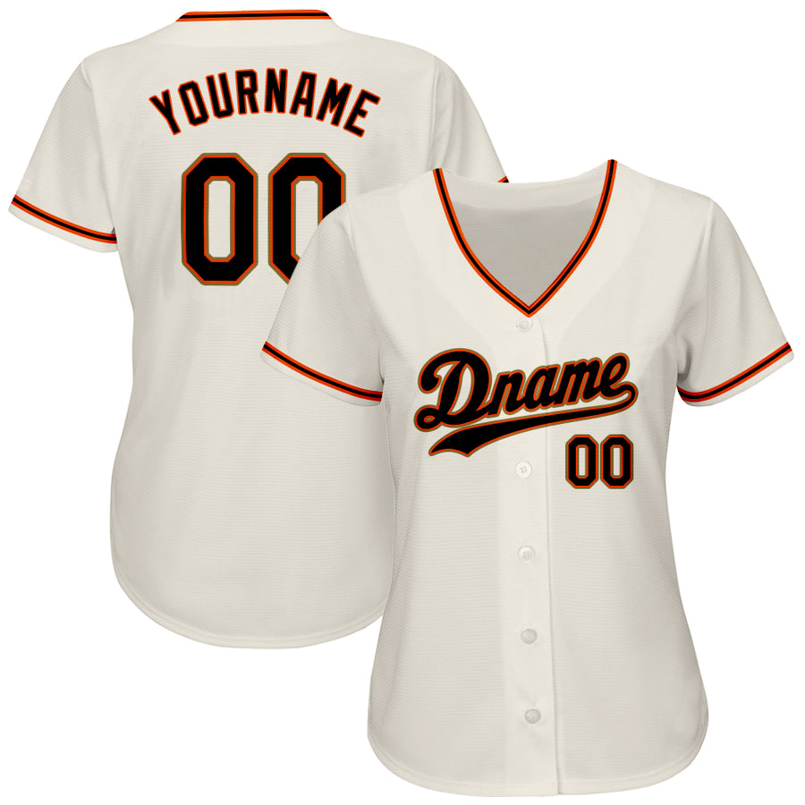 Custom Cream Black Orange-Old Gold Authentic Baseball Jersey