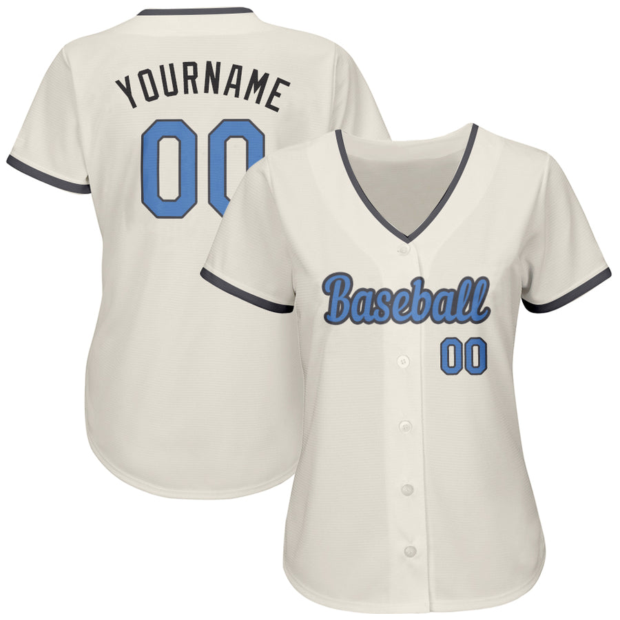 Custom Cream Light Blue-Steel Gray Authentic Father's Day Baseball Jersey