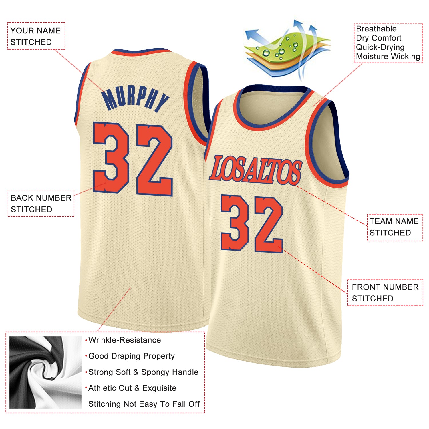 FANSIDEA Custom Cream Hunter Green-Royal Authentic Throwback Basketball Jersey Men's Size:M