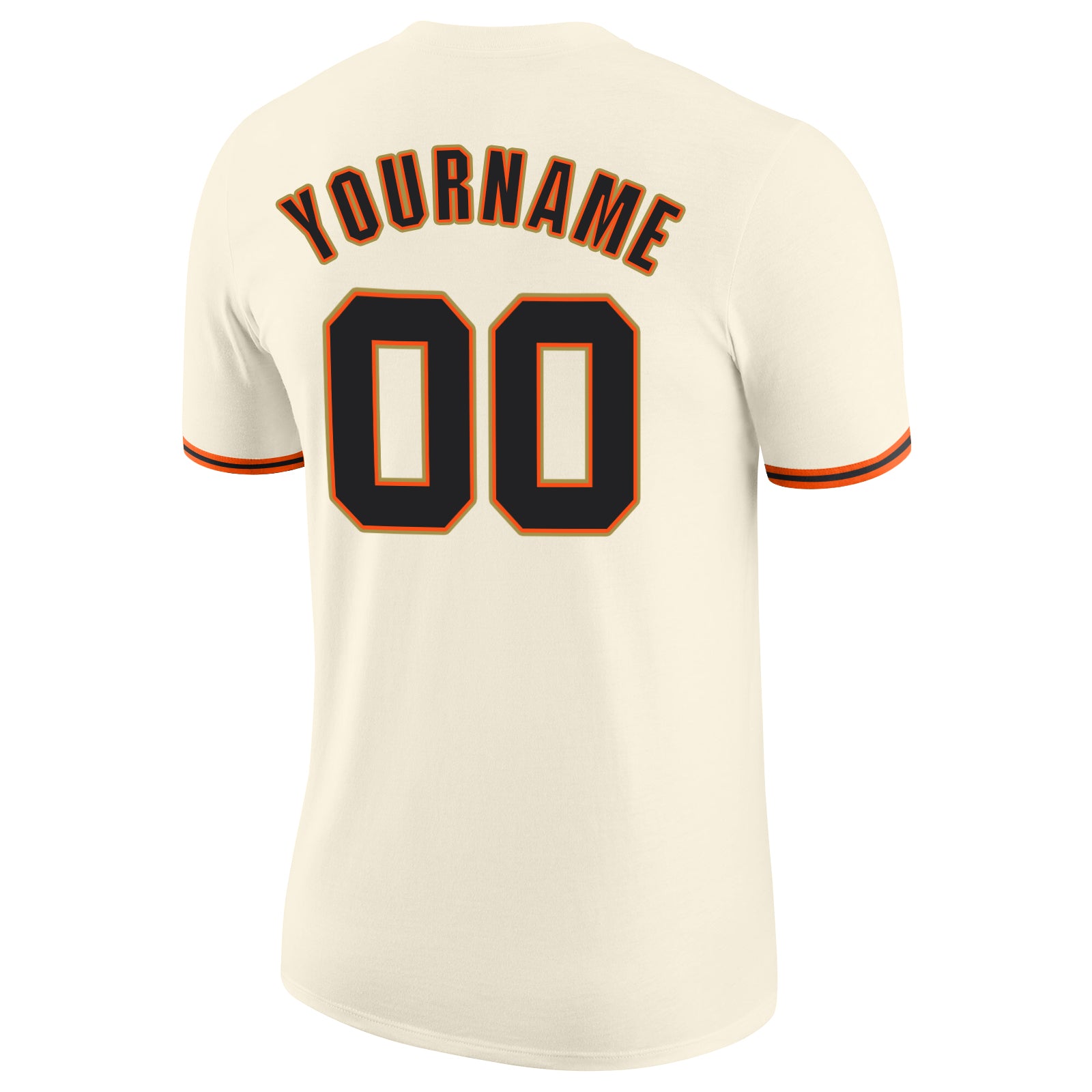 Custom Cream Black-Orange Performance T-Shirt