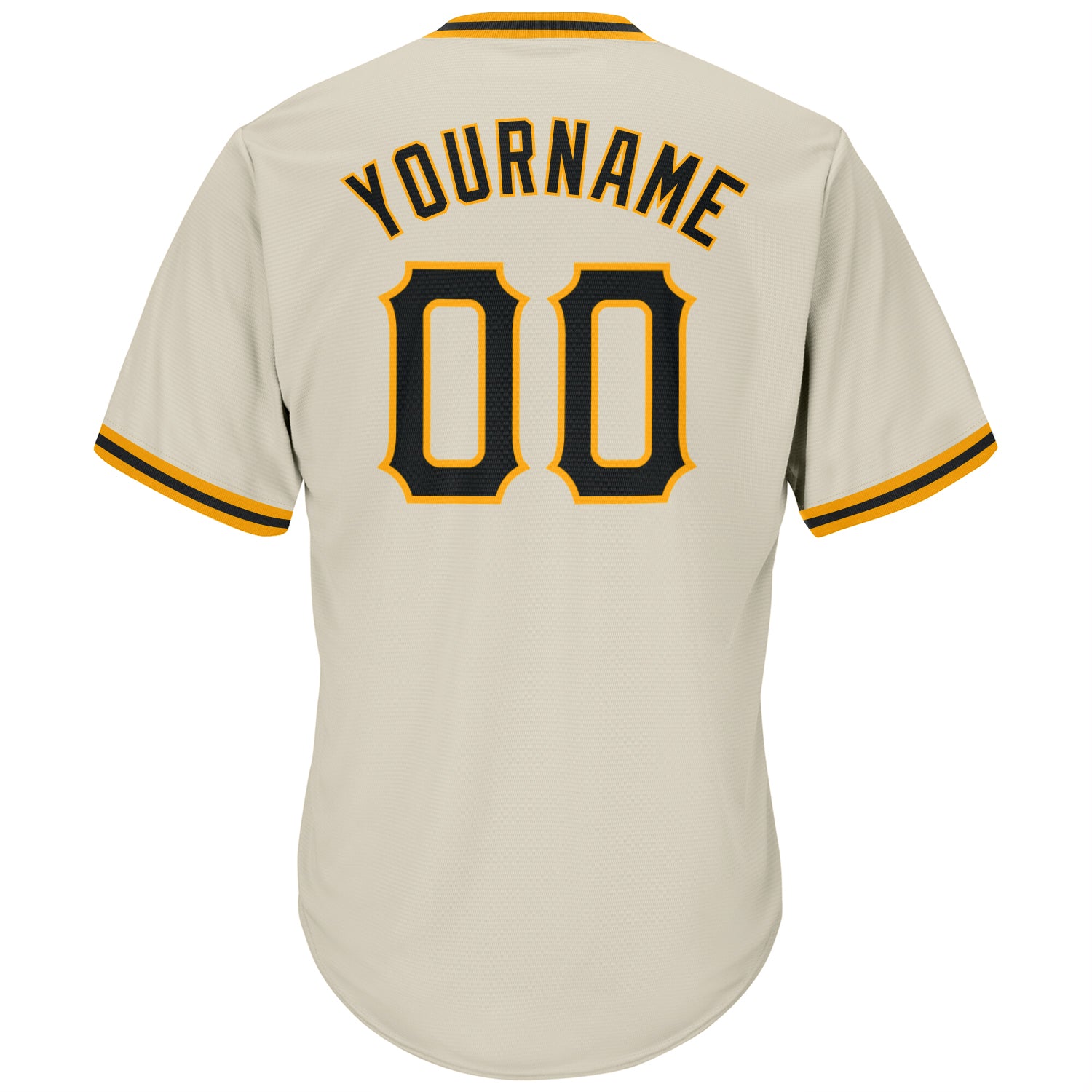 Custom Cream Black-Gold Authentic Throwback Rib-Knit Baseball Jersey Shirt