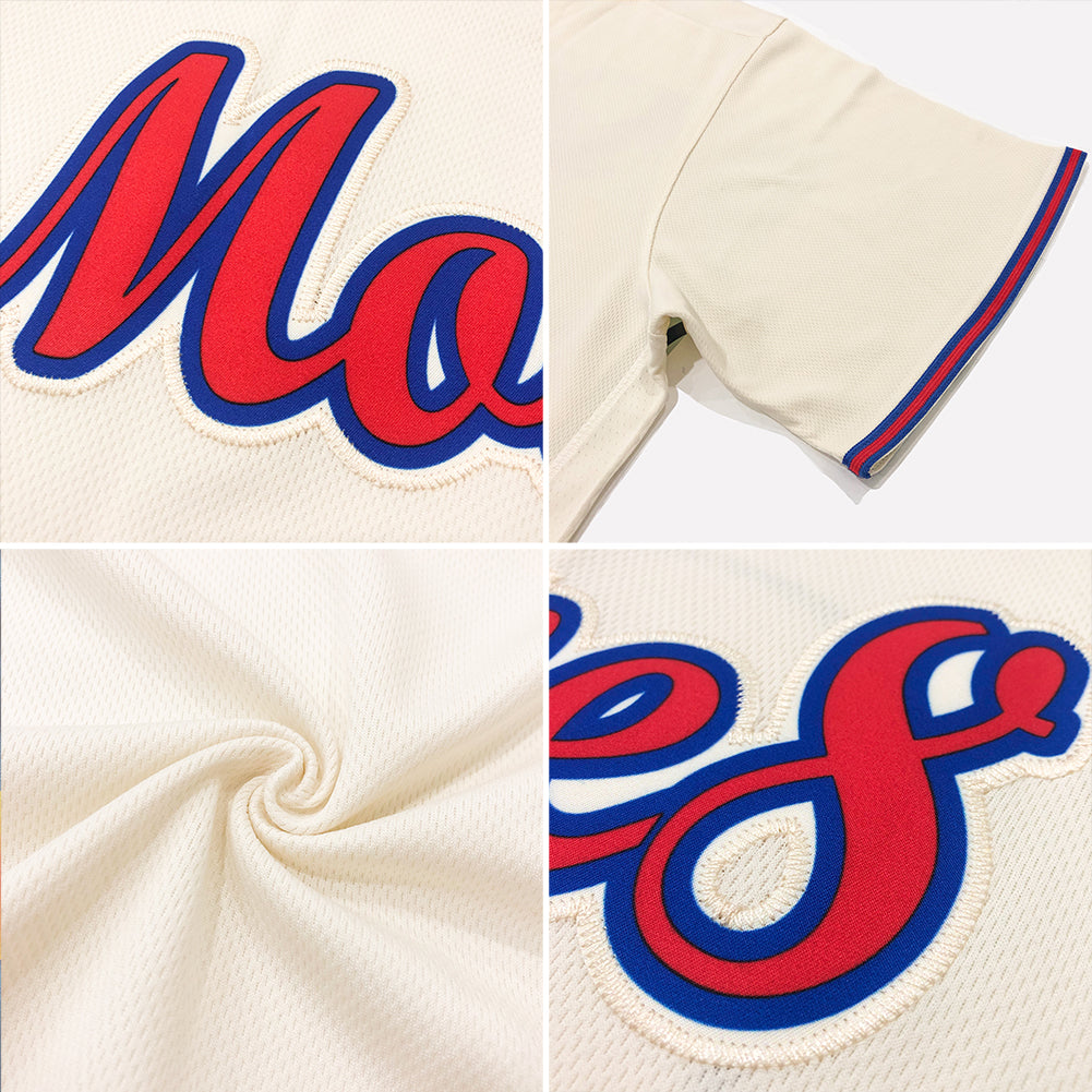 Custom Cream Navy-Gold Authentic Throwback Rib-Knit Baseball Jersey Shirt