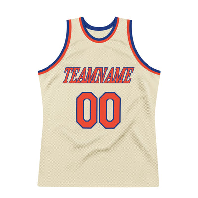 Custom Cream Orange-Royal Authentic Throwback Basketball Jersey