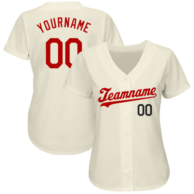 Custom Two Tone Baseball Jersey Cream Red-Black Authentic - FansIdea