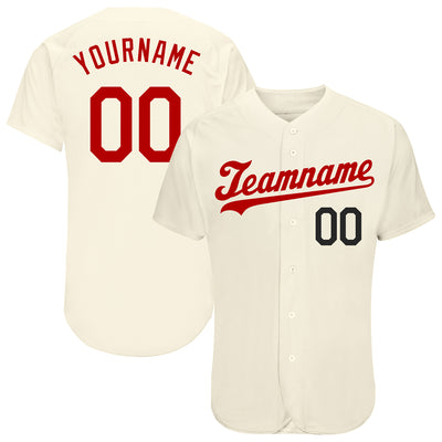 Custom Cream Red-Black Authentic Baseball Jersey