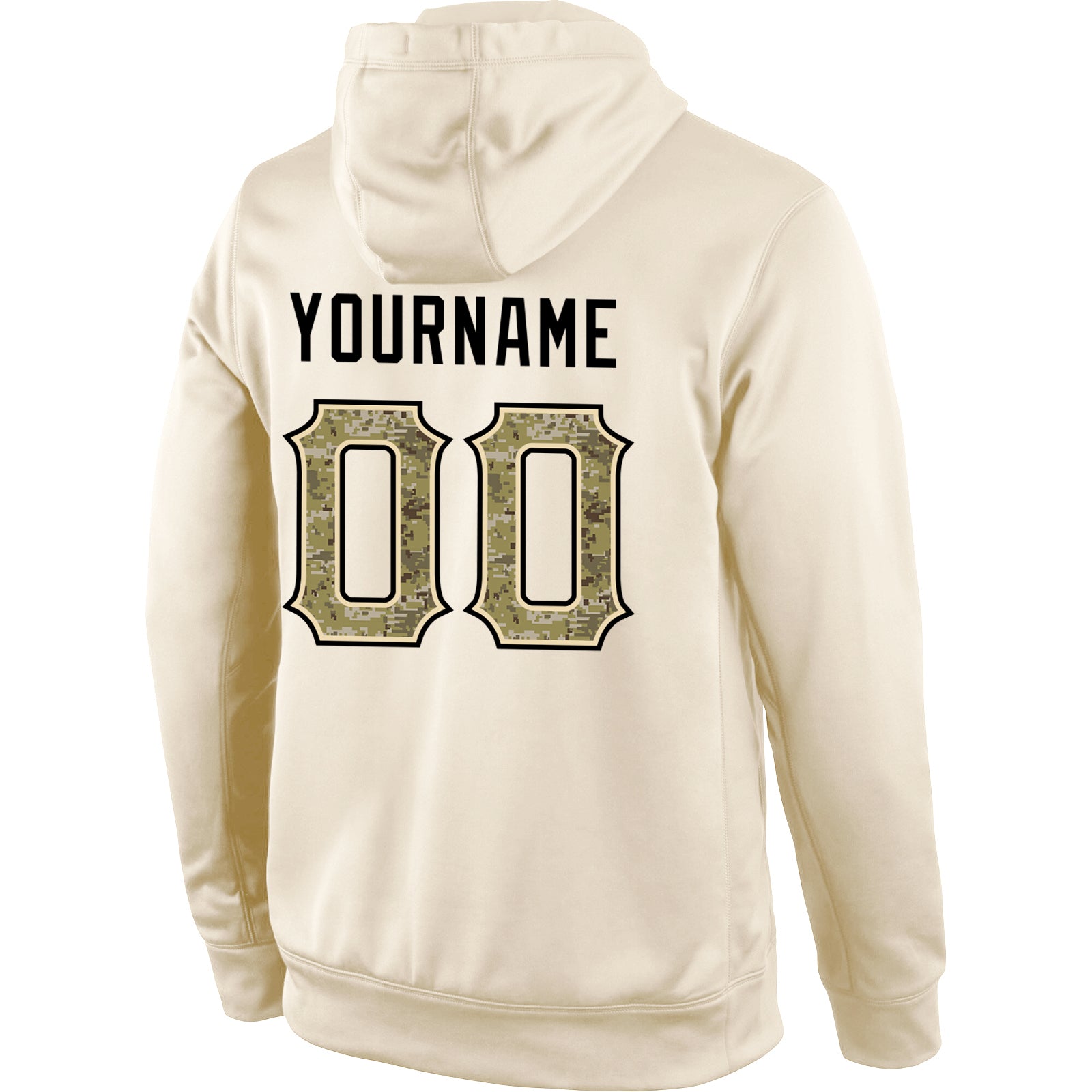 Custom Stitched Cream Camo-Black Sports Pullover Sweatshirt Hoodie