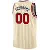 Custom Cream Navy Pinstripe Red-Black Authentic Basketball Jersey