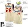 Custom Cream Black Pinstripe Red-Royal Authentic Basketball Jersey