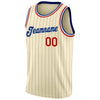 Custom Cream Black Pinstripe Red-Royal Authentic Basketball Jersey