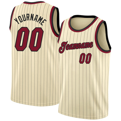 Cheap Custom Cream Black Pinstripe Red-Black Authentic Basketball Jersey Free  Shipping – CustomJerseysPro