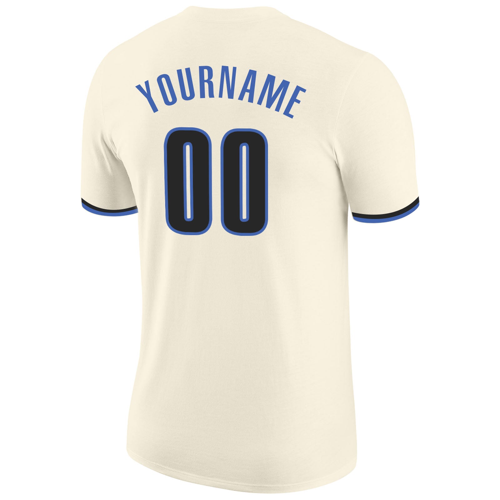 Custom Cream Blue-Black Performance T-Shirt