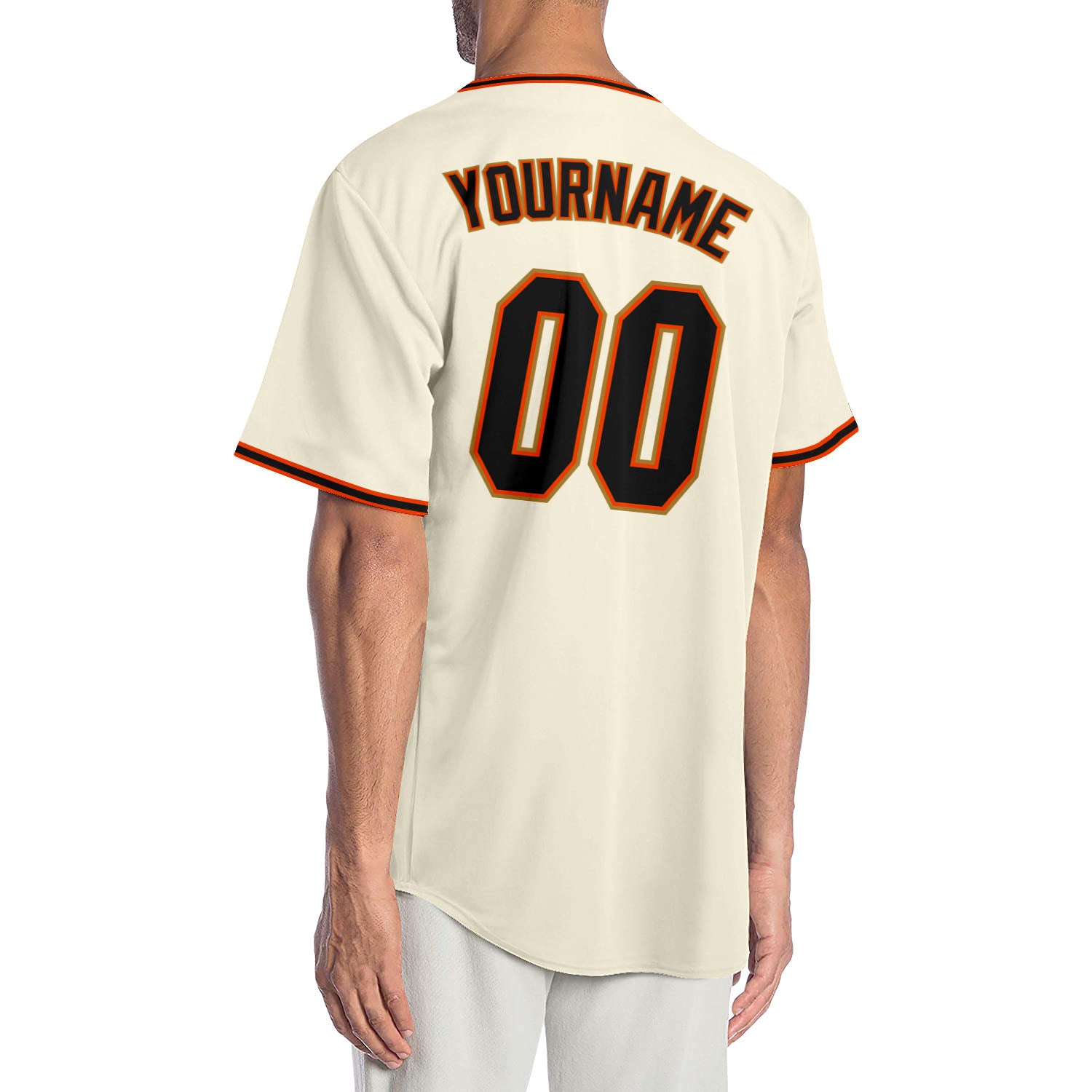 Custom Cream Black-Orange Baseball Jersey