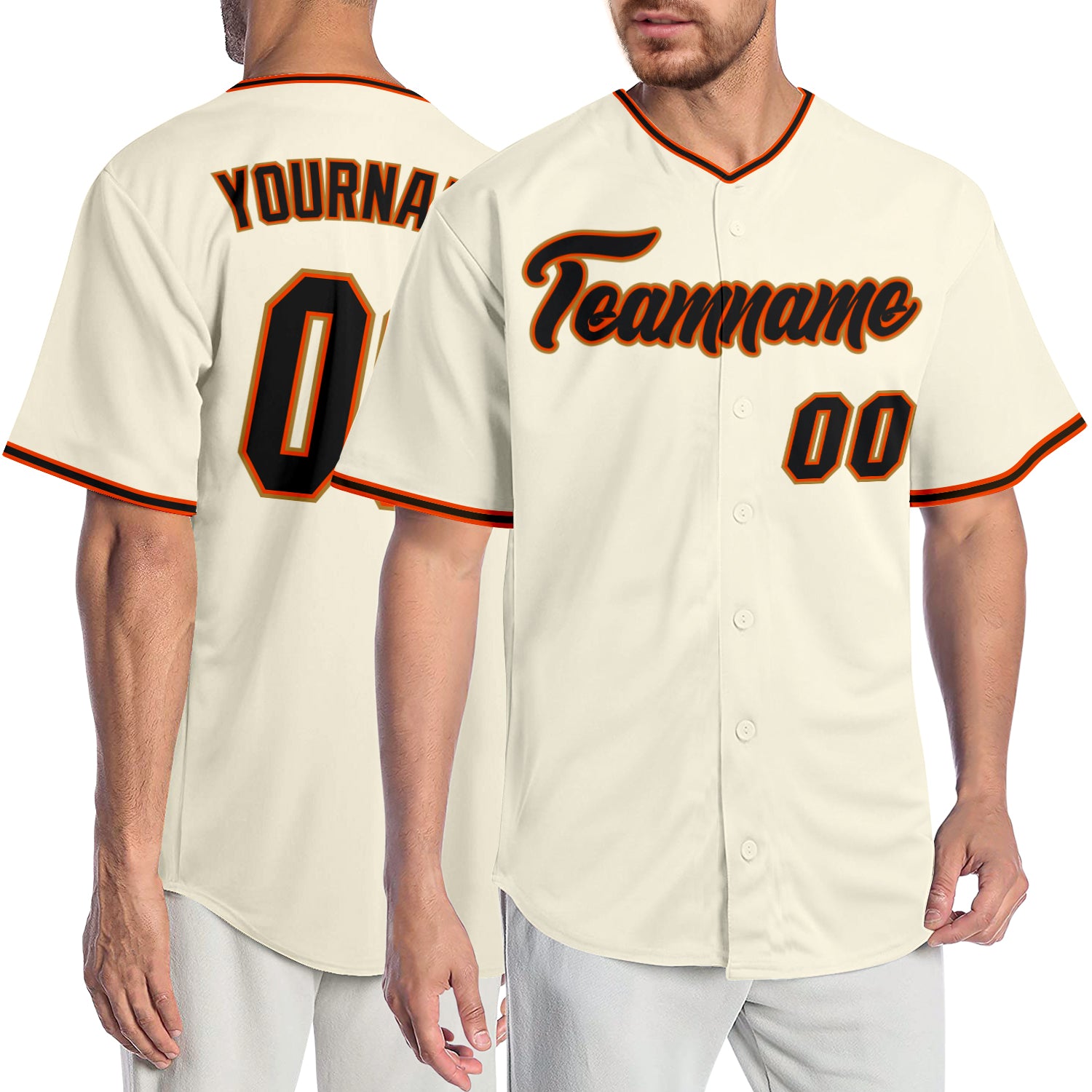 Custom Cream Black Pinstripe Black-Orange Authentic Baseball Jersey Discount